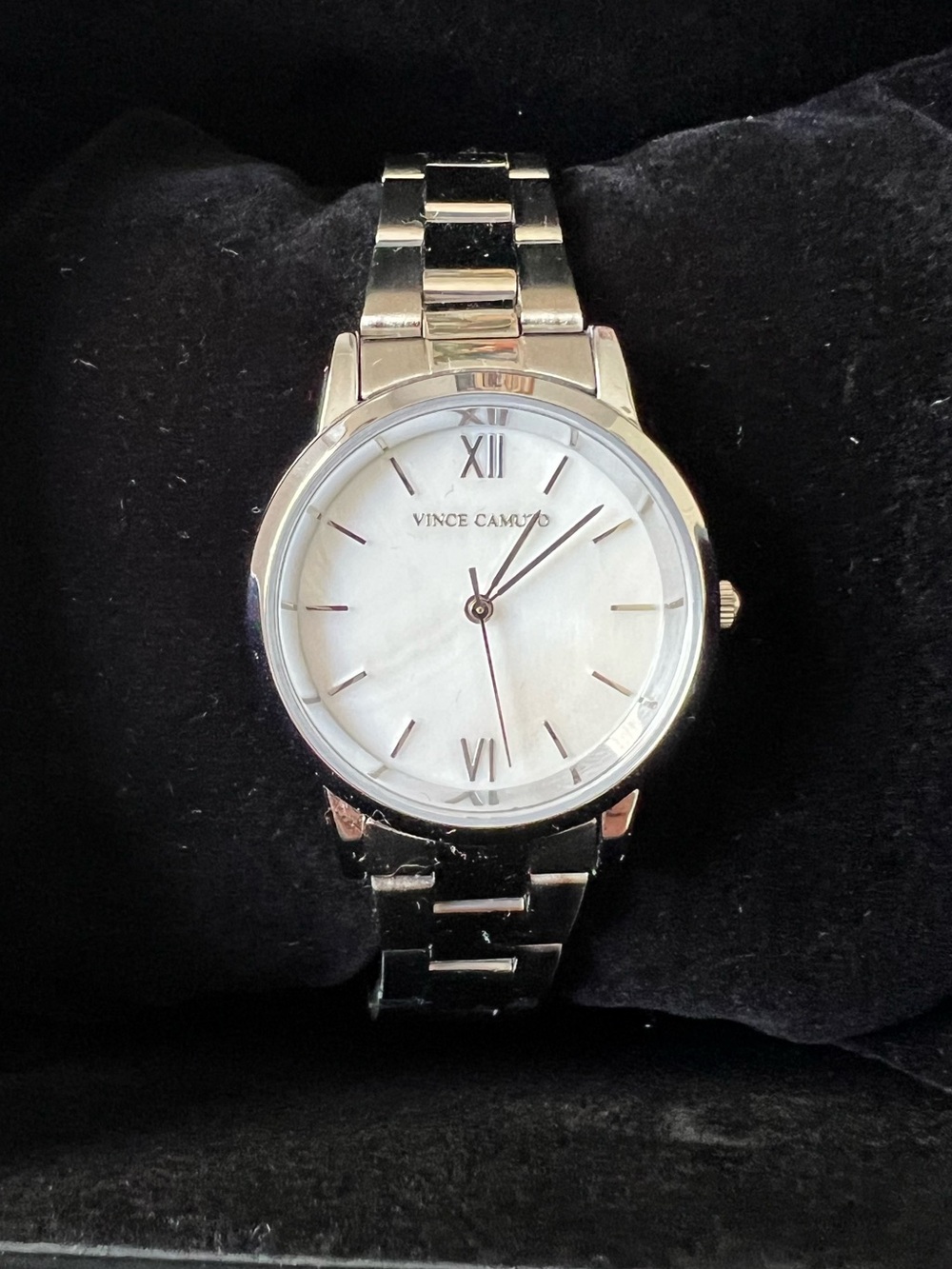 Vince Camuto Silver and White Mother-of-Pearl Bracelet Watch